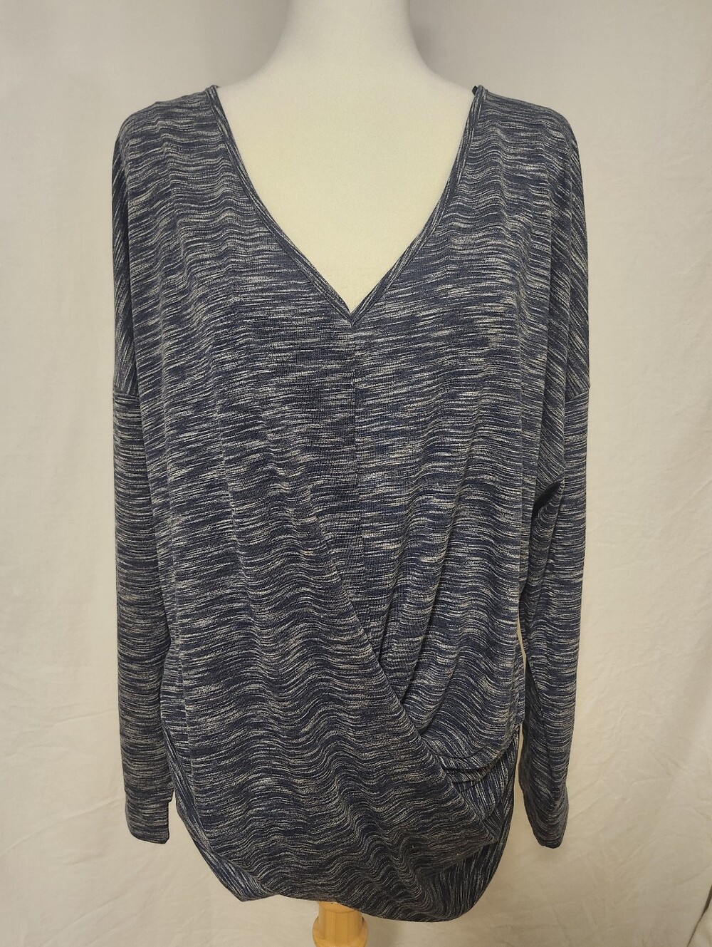 Daily Threads Women's Navy Space-Dye V-Neck Wrap Top